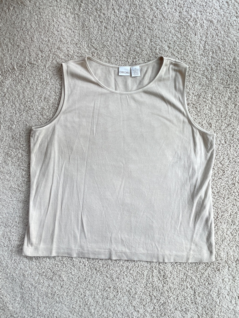 Cherokee Cream Nude Tan Solid Scoop Neck Sleeveless Vintage Tank Top Size XL